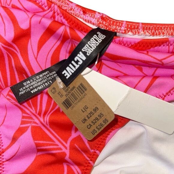 Victoria’s Secret Pink Active 2021 Sz LRG pink/ red bikini bottom swim cheeky - Picture 2 of 9